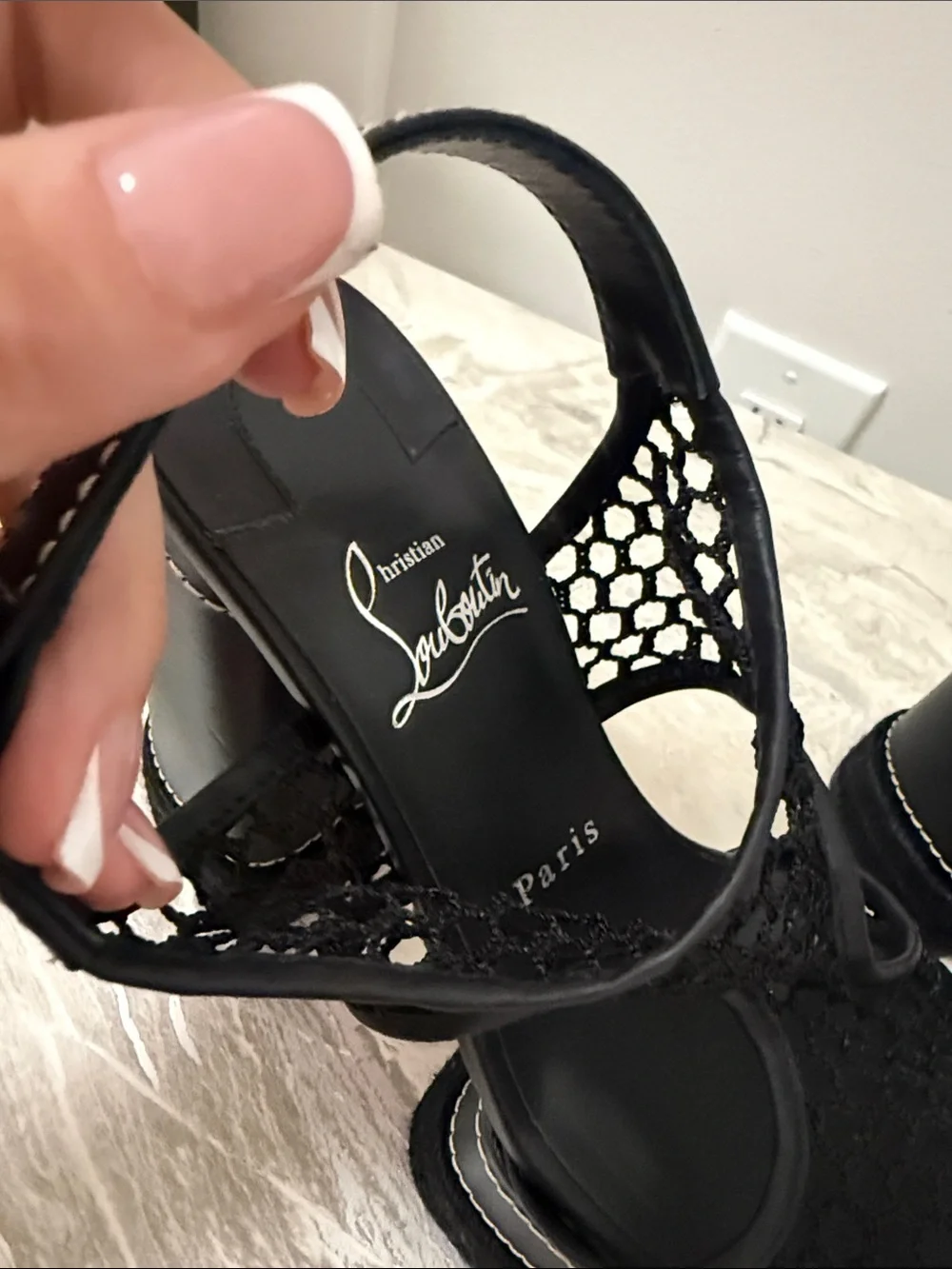 Christian Louboutin Black Crochet Platform Pumps size 38. Very comfortable
